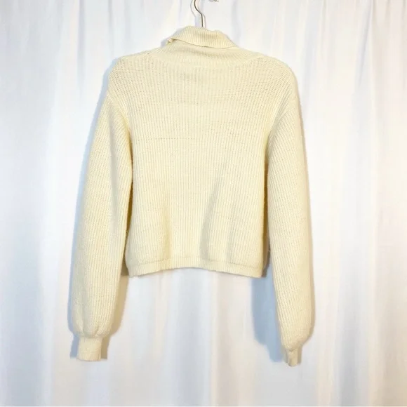 Petal + Pup Freddie Ribbed Knit Balloon Sleeve Turtleneck Sweater Ivory Cream - Picture 5 of 13